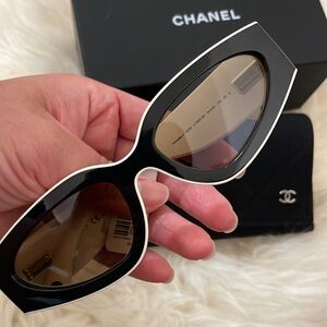 NWT Chanel 6056 sunglasses black and white